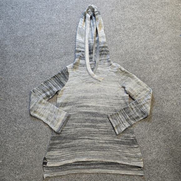 prAna Sweaters - Prana Sweater Womens Size XS Black Gray Striped Hoodie Knit Long Sleeve Comfort